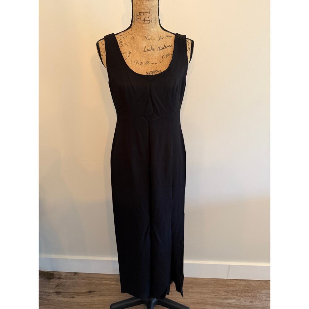 En Francais by Huey Waltzer Women’s Black Evening Gown with Slit Size 8 Vintage